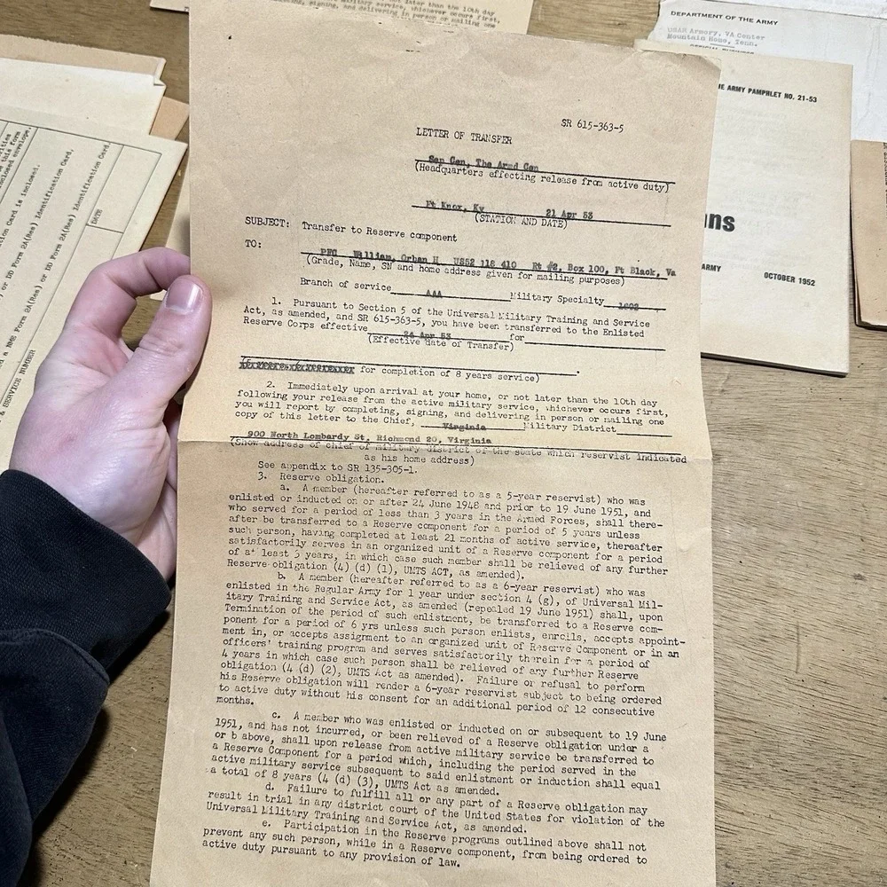 Vintage Military Army Paperwork Korean War 1950's One Soldier Paperwork‎